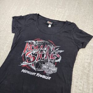 Harley Davidson Shirt Women Medium Biker Rolling Stones Y2K Grunge Black